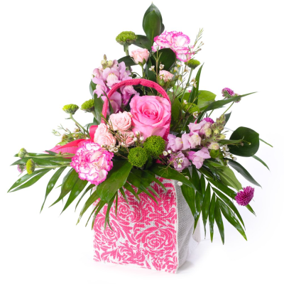 A Little Bit Lovely  - Fresh, fun, and full of charm — A Little Bit Lovely is a joyful mix of soft pink tones and lively greens, beautifully presented in a jute bag. Playful yet elegant, it’s a bright burst of happiness in floral form.
